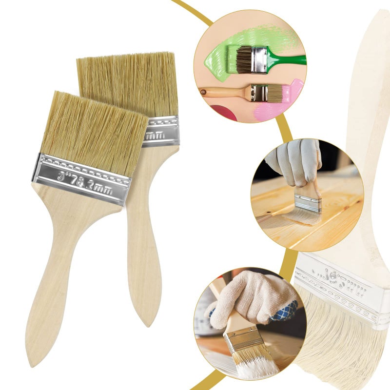 UPlama Paint and Chip Paint Brushes for Paint, Stains, Varnishes, Watercolor, Wood, Wall, Furniture-Brush Cleaner (36, 3 inch) - Image 4